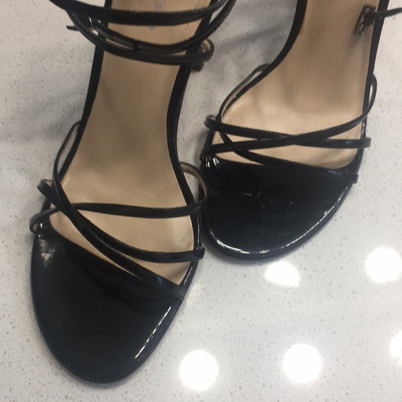 Women’s Black Patented BEBE Strappy Heels Size 10 - Picture 2 of 10